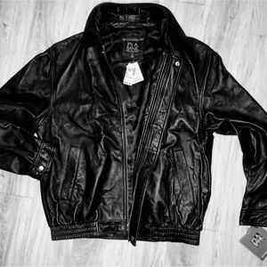 Jos. A. Bank Lambskin Leather Jacket. Men's Regular Medium. Black. New.